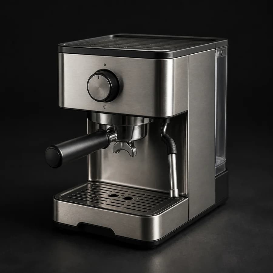 Compact stainless steel espresso machine